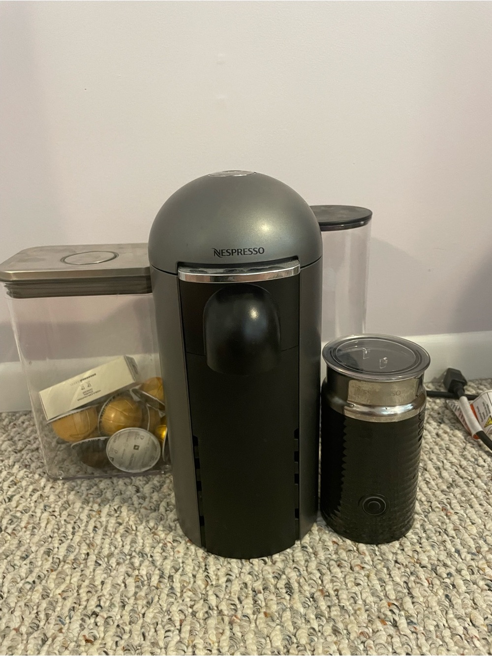 Nespresso Capsule Coffee Maker in Gray and Black